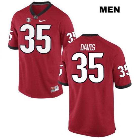 Men's Georgia Bulldogs NCAA #35 Aaron Davis Nike Stitched Red Authentic College Football Jersey LHY6454AV